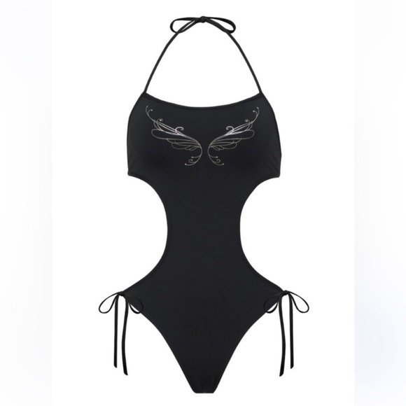 New! Frankie’s amalia black one piece monokini butterfly tattoo 10773 - Picture 1 of 6